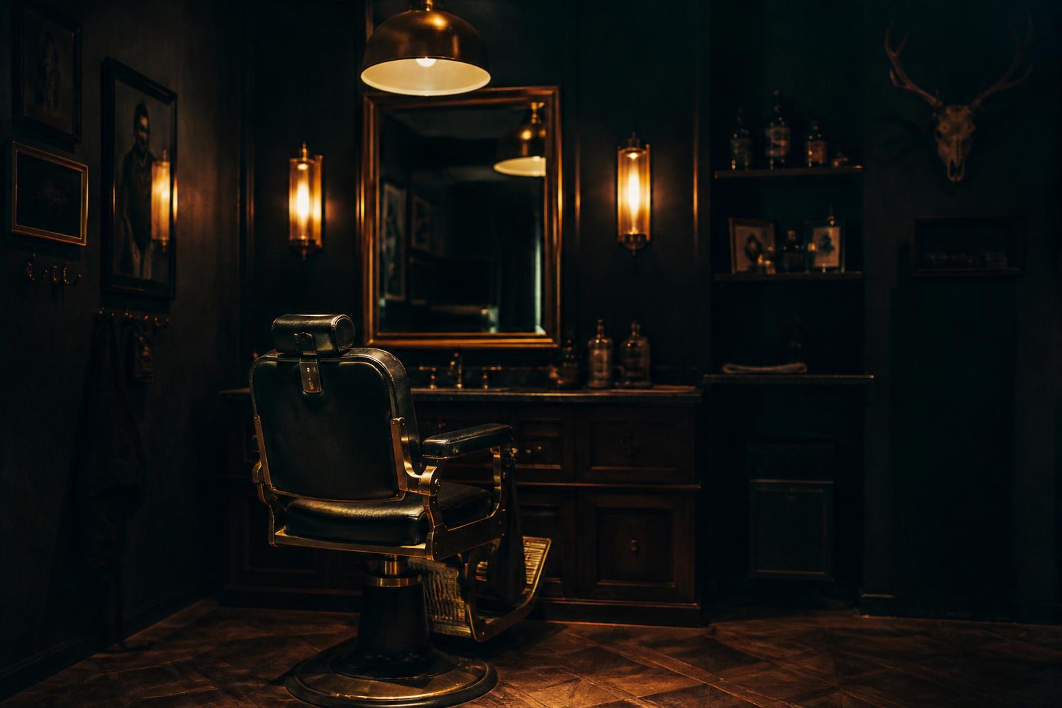 Interior da barbearia Navalha Barber Studio